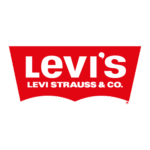 Logo Levi Strauss & Co. berwarna merah dengan tulisan Levi’s putih